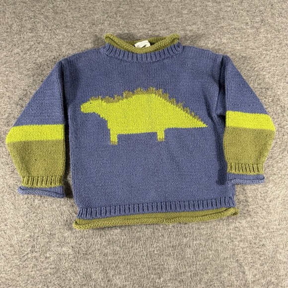 Mulberry Bush Other - Mulberry Bush Boys Size 4T Blue Green Dinasour Roll Neck Knit Sweater Ski Cotton